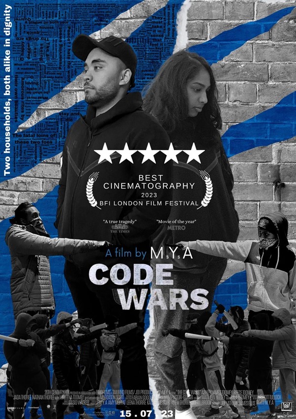 First Code Wars movie poster showing main characters and film awards